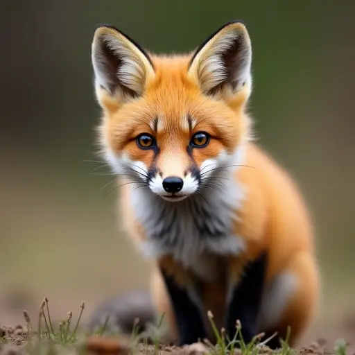 hd photo of a baby fox from the front view