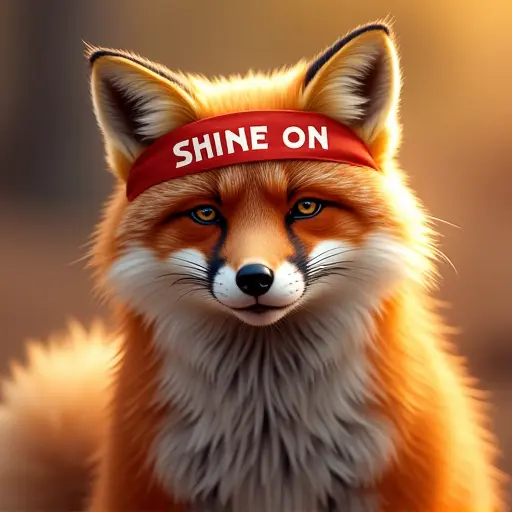 fox, headband, slogan Shine On, radiant style