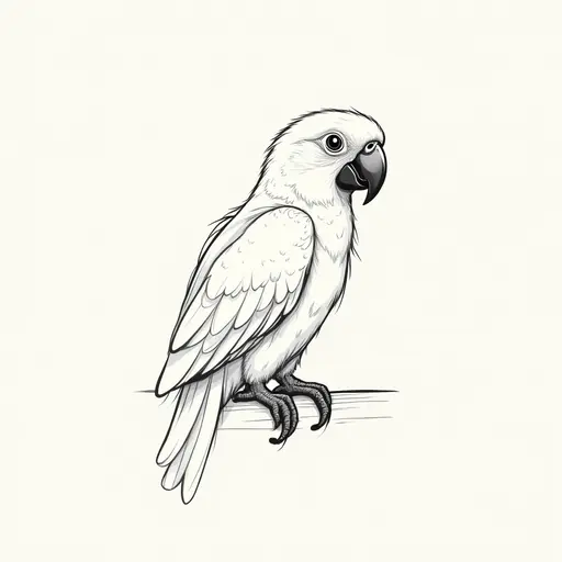 clean pencial outline sketch of a amazon parrot