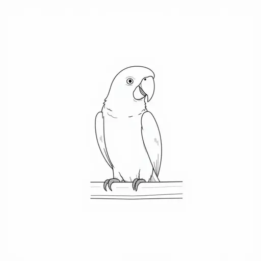 black and white simple line drawing of a amazon parrot