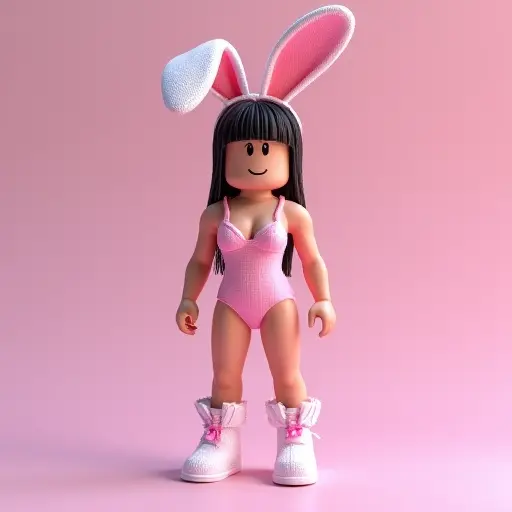 Bring a sweet and elegant charm to your Roblox avatar with this adorable bunny-eared girl! This free downloadable avatar features long bunny ears, a pink swimsuit, white boots, and sleek black long hair, all designed with a minimalist yet charming style. Perfect for expressing your unique personality in Roblox or showcasing it on social media, this 3D avatar will help you stand out. Free to download, get this cute girl avatar now and make a lasting impression as the center of attention!

