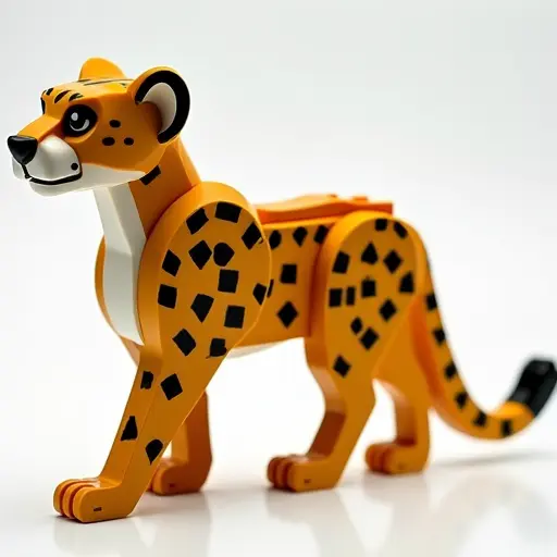 LEGO style of a cheetah from the side view