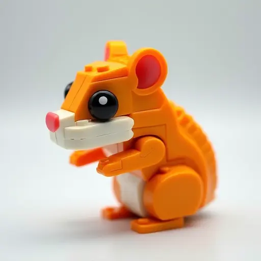 LEGO style of a baby hamster from the side view