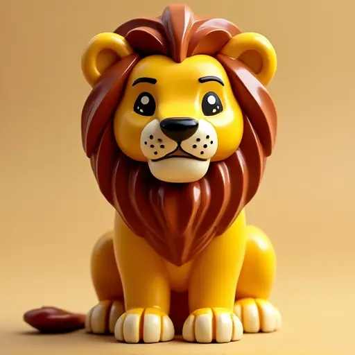 LEGO style of a lion from the front view