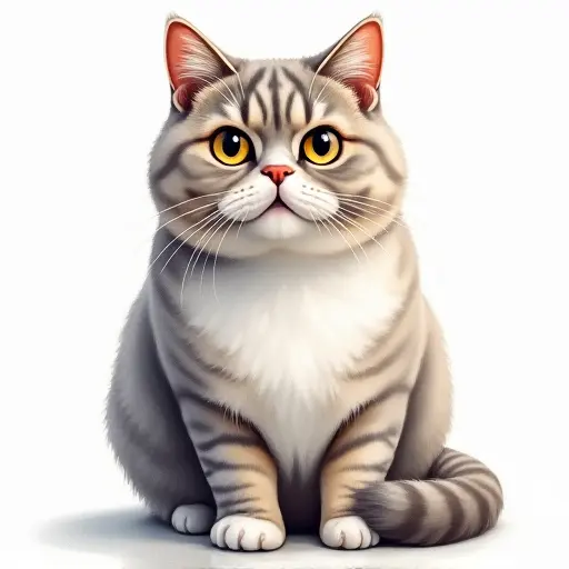 Watercolor style of a british shorthair from the front view