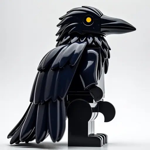 LEGO style of a raven from the side view