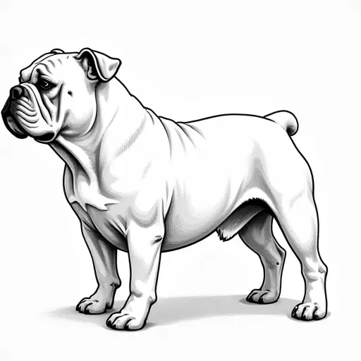 clean hand-drawn outlines of a bulldog from the side view