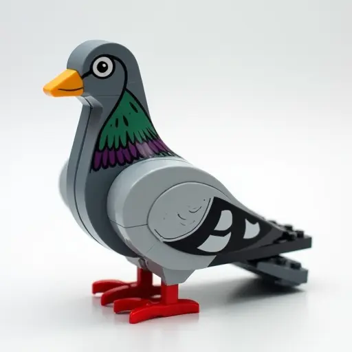 LEGO style of a pigeon from the side view