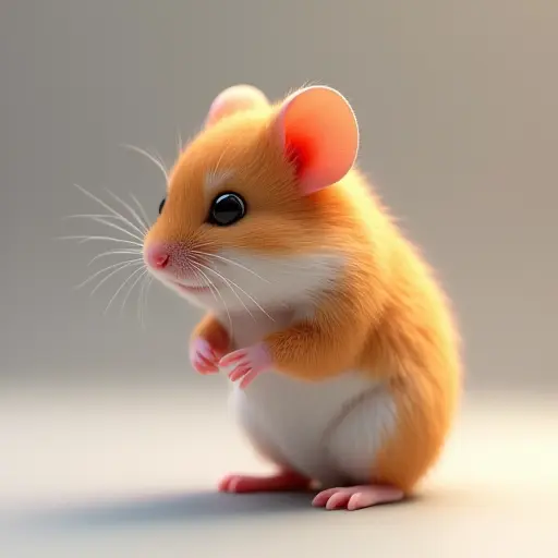 8k hyper real octane render blender of a baby hamster from the side view