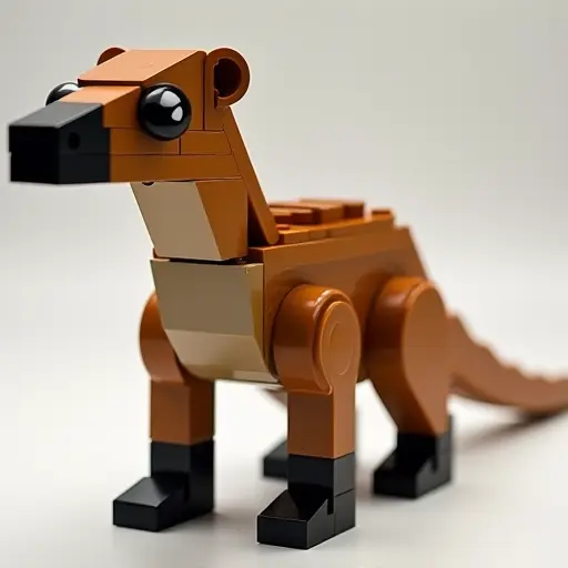 LEGO style of a anteater from the front view