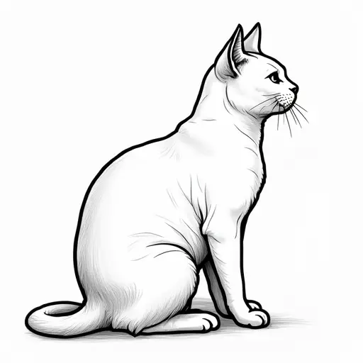 clean hand-drawn outlines of a british shorthair from the side view