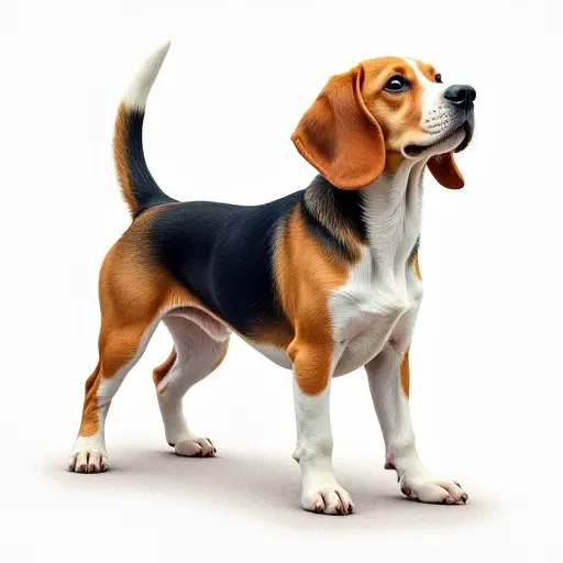 colored pencil drawing style of a beagle from the side view