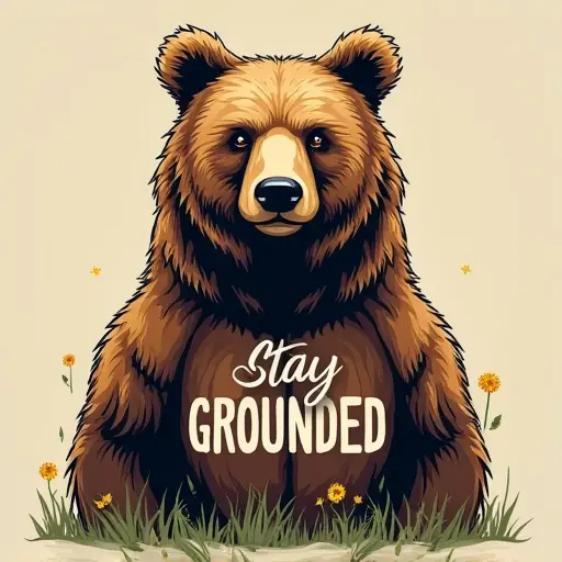 bear, T-shirt, slogan Stay Grounded, earthy style