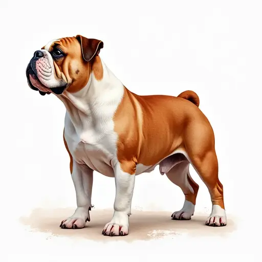 Watercolor style of a bulldog from the side view