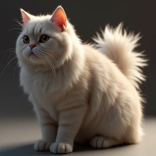 8k hyper real octane render blender of a persian cat from the side view