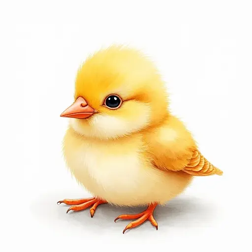 watercolor style of a baby bird from the front view