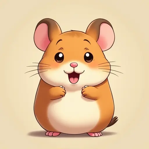 studio ghibli style of a baby hamster from the front view