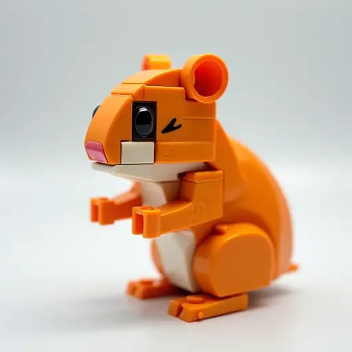 LEGO style of a hamster from the side view