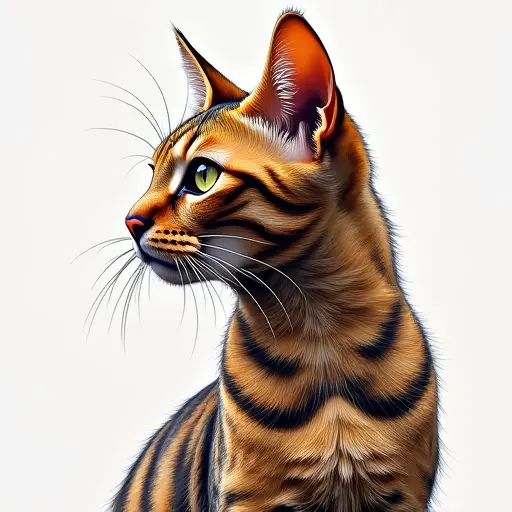 pointillism painting of a american shorthair from the side view