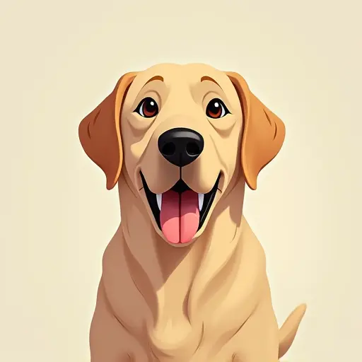 studio ghibli style of a labrador retriever from the front view