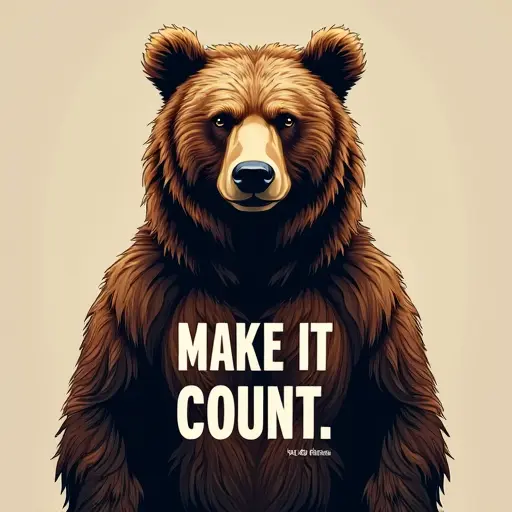 bear, T-shirt, slogan Make It Count, focused style