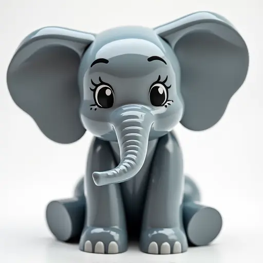 LEGO style of a baby elephant from the front view