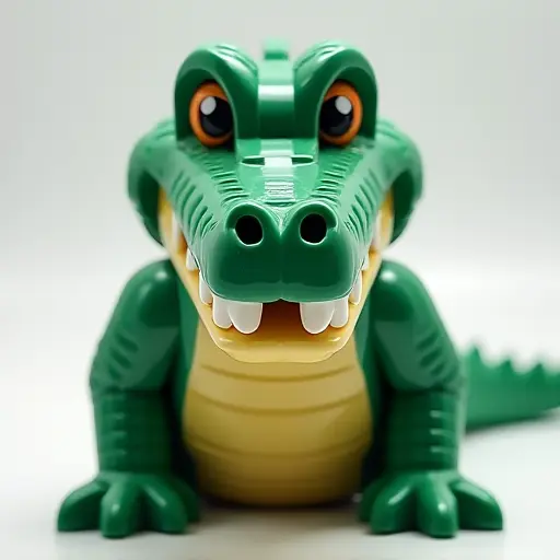 LEGO style of a alligator from the front view