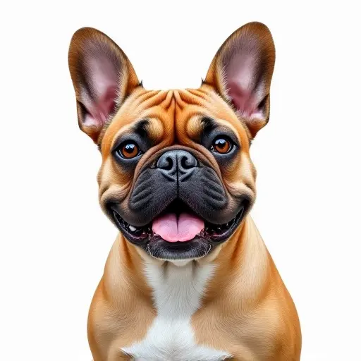 colored pencil drawing style of a french bulldog from the front view