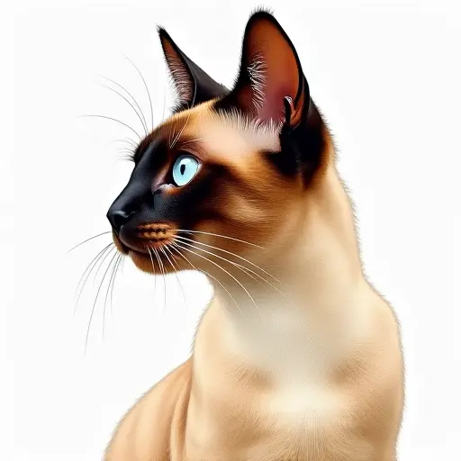 colored pencil drawing style of a siamese cat from the side view