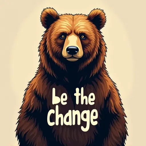 bear, T-shirt, slogan Be the Change, inspirational style