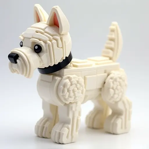 LEGO style of a west highland white terrier from the side view