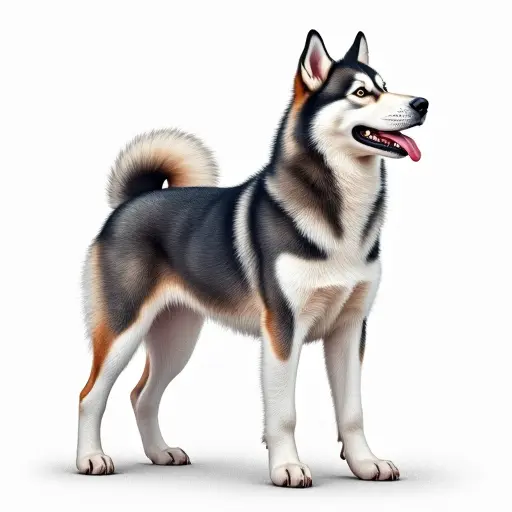 colored pencil drawing style of a siberian husky from the side view