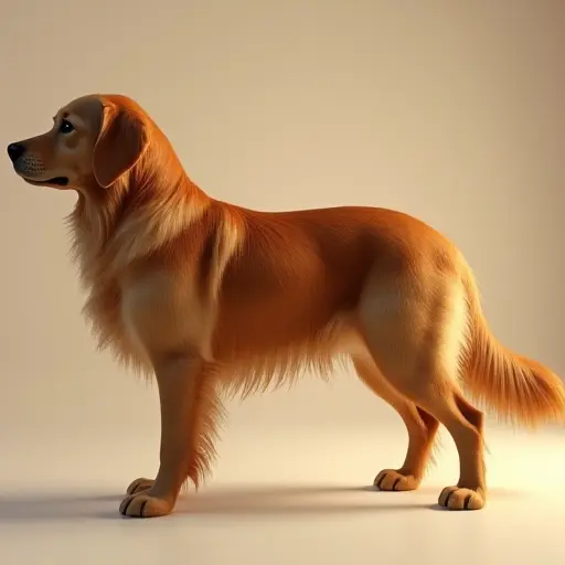 8k hyper real octane render blender of a golden retriever from the side view