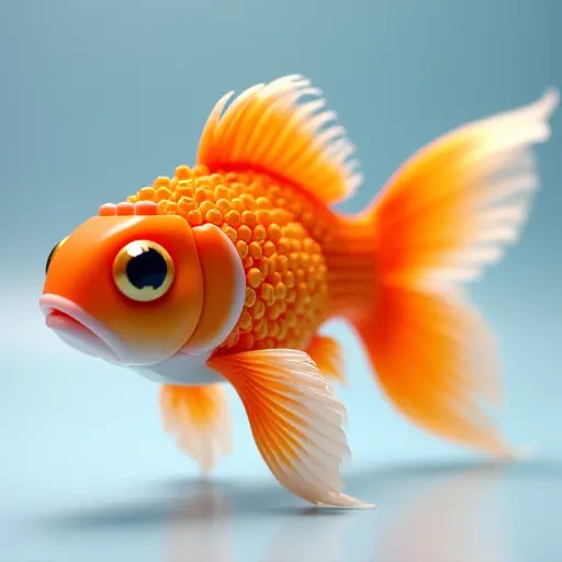 LEGO style of a goldfish from the side view