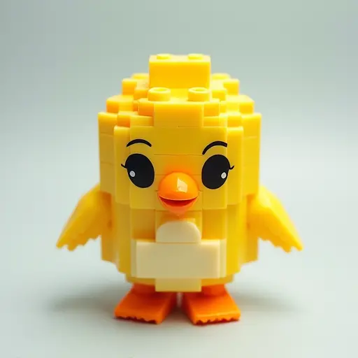 LEGO style of a baby bird from the front view