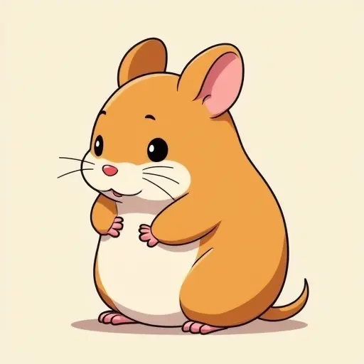 studio ghibli style of a baby hamster from the side view