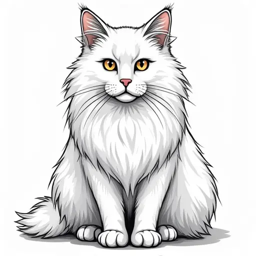 clean hand-drawn outlines of a british longhair from the front view