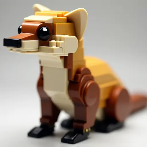 LEGO style of a ferret from the side view