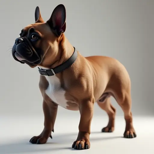 8k hyper real octane render blender of a french bulldog from the side view