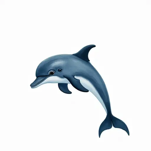 watercolor style of a baby dolphin from the side view