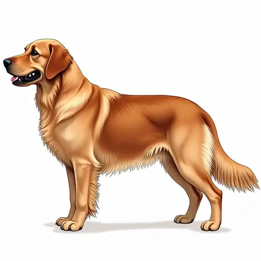 clean hand-drawn outlines of a golden retriever from the side view