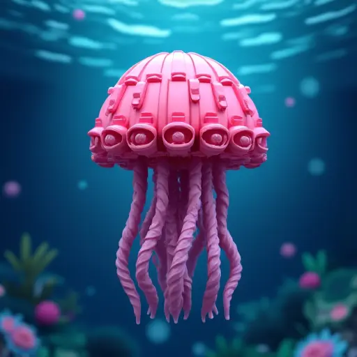 LEGO style of a jellyfish from the front view