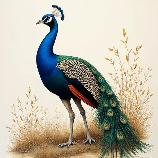 pointillism painting of Indian Peafowl