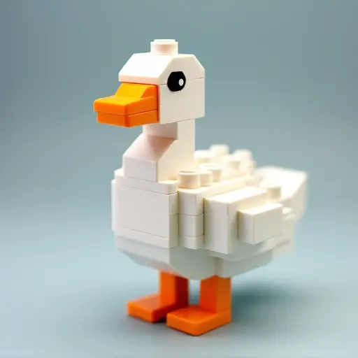 LEGO style of a goose from the front view