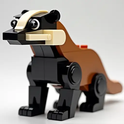 LEGO style of a badger from the side view