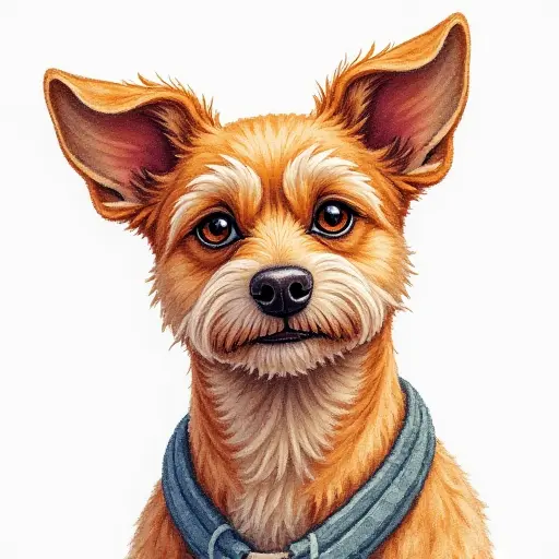 Crayon-style little dog with detailed head