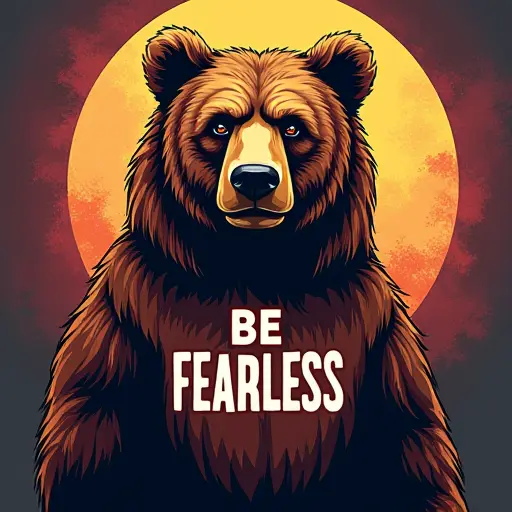 bear, T-shirt, slogan Be Fearless, strong style