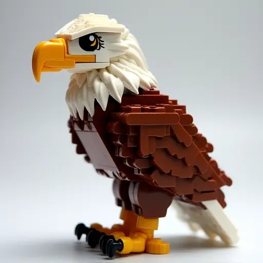 LEGO style of a eagle from the side view