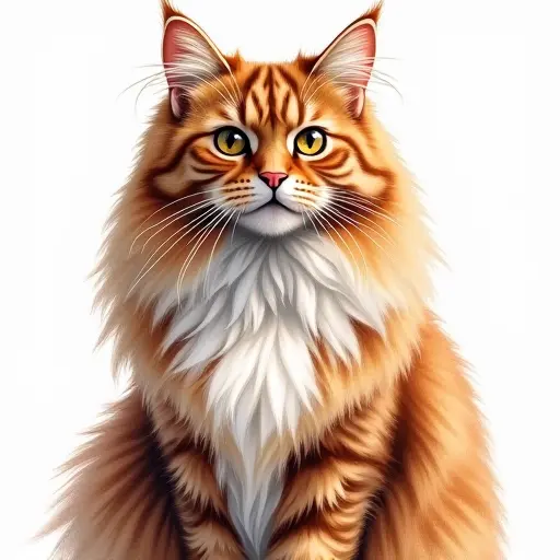 Watercolor style of a british longhair from the front view