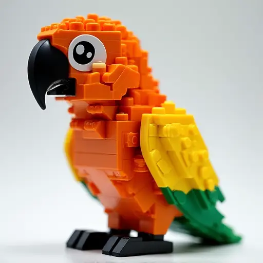 LEGO style of a conure from the side view